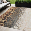 5' X 8' Ivory Gray And Gold Abstract Washable Indoor Outdoor Area Rug