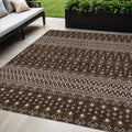 5' X 8' Chocolate Taupe And Copper Tribal Washable Indoor Outdoor Area Rug