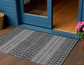 3' X 5' Gray Silver And Charcoal Tribal Washable Indoor Outdoor Area Rug