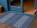 3' X 5' Navy Blue And Denim Blue Tribal Washable Indoor Outdoor Area Rug