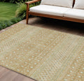 8' X 10' Copper Ivory And Olive Green Tribal Washable Indoor Outdoor Area Rug