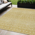 5' X 8' Gold Ivory And Taupe Tribal Washable Indoor Outdoor Area Rug