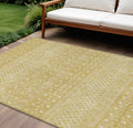8' X 10' Gold Ivory And Taupe Tribal Washable Indoor Outdoor Area Rug