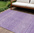 8' X 10' Lavender And Purple Tribal Washable Indoor Outdoor Area Rug