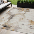 5' X 8' Beige Ivory And Taupe Abstract Washable Indoor Outdoor Area Rug