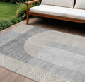 8' X 10' Silver Gray And Beige Geometric Washable Indoor Outdoor Area Rug