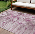 8' X 10' Plum Mauve And Pink Floral Washable Indoor Outdoor Area Rug