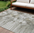 8' X 10' Taupe Ivory And Tan Floral Washable Indoor Outdoor Area Rug