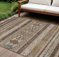 9' X 12' Chocolate And Gray Southwestern Washable Indoor Outdoor Area Rug