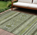 8' X 10' Olive Green And Artichoke Green Southwestern Washable Indoor Outdoor Area Rug