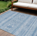 8' X 10' Sky Blue And Ivory Southwestern Washable Indoor Outdoor Area Rug