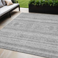 5' X 8' Silver Gray And Ivory Southwestern Washable Indoor Outdoor Area Rug