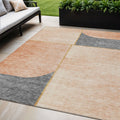 5' X 8' Coral Peach And Gray Abstract Washable Indoor Outdoor Area Rug