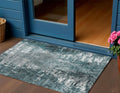 3' X 5' Teal Blue Gray And Charcoal Abstract Washable Indoor Outdoor Area Rug