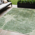 5' X 8' Fern Green And Artichoke Green Abstract Washable Indoor Outdoor Area Rug