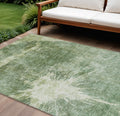 10' X 14' Fern Green And Artichoke Green Abstract Washable Indoor Outdoor Area Rug