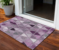 3' X 5' Merlot Purple And Lavender Geometric Washable Indoor Outdoor Area Rug