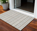 3' X 5' Ivory Beige And Taupe Quatrefoil Washable Indoor Outdoor Area Rug