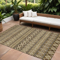 9' X 12' Brown And Taupe Quatrefoil Washable Indoor Outdoor Area Rug