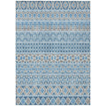 5' X 8' Sky Blue And Denim Blue Quatrefoil Washable Indoor Outdoor Area Rug