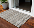 3' X 5' Taupe Beige And Gray Quatrefoil Washable Indoor Outdoor Area Rug