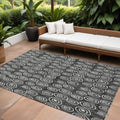8' X 10' Black Gray And Ivory Geometric Washable Indoor Outdoor Area Rug
