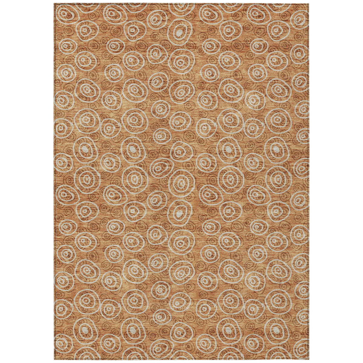 5' X 8' Terra Cotta Copper And Beige Geometric Washable Indoor Outdoor Area Rug