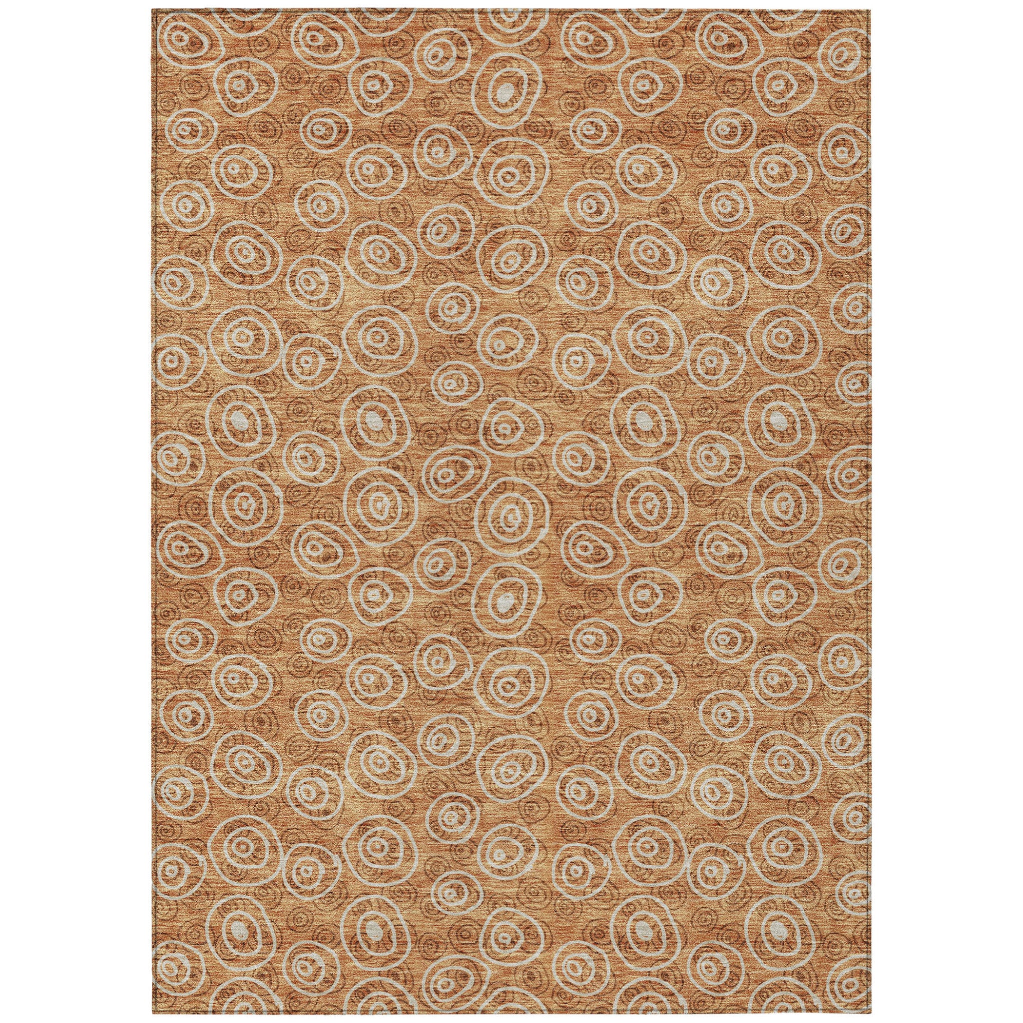 10' X 14' Terra Cotta Copper And Beige Geometric Washable Indoor Outdoor Area Rug