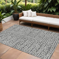 8' X 10' Charcoal Gray And Ivory Geometric Washable Indoor Outdoor Area Rug