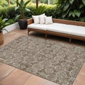 9' X 12' Chocolate And Beige Geometric Washable Indoor Outdoor Area Rug