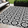5' X 8' Black Gray And Silver Floral Medallion Washable Indoor Outdoor Area Rug
