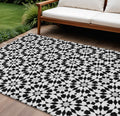 9' X 12' Black Gray And Silver Floral Medallion Washable Indoor Outdoor Area Rug