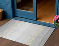 3' X 5' Silver Gray And Beige Striped Washable Indoor Outdoor Area Rug