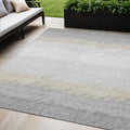 5' X 8' Silver Gray And Beige Striped Washable Indoor Outdoor Area Rug