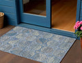 3' X 5' Navy Blue And Sky Blue Trellis Washable Indoor Outdoor Area Rug