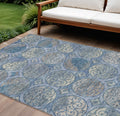10' X 14' Navy Blue And Sky Blue Trellis Washable Indoor Outdoor Area Rug