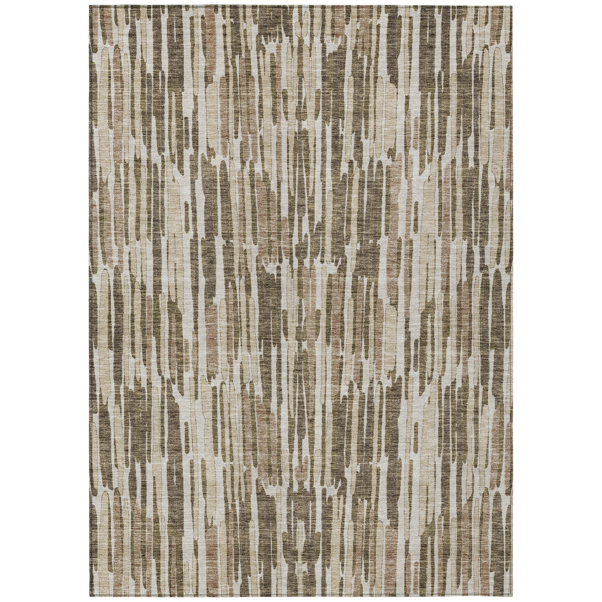5' X 8' Brown And Taupe Abstract Washable Indoor Outdoor Area Rug