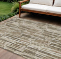 9' X 12' Brown And Taupe Abstract Washable Indoor Outdoor Area Rug
