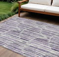 10' X 14' Purple Ivory And Lavender Abstract Washable Indoor Outdoor Area Rug