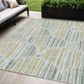 5' X 8' Sage Artichoke Green And Gold Abstract Washable Indoor Outdoor Area Rug