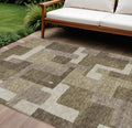 8' X 10' Brown And Beige Abstract Washable Indoor Outdoor Area Rug