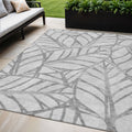 5' X 8' Gray And Silver Floral Washable Indoor Outdoor Area Rug