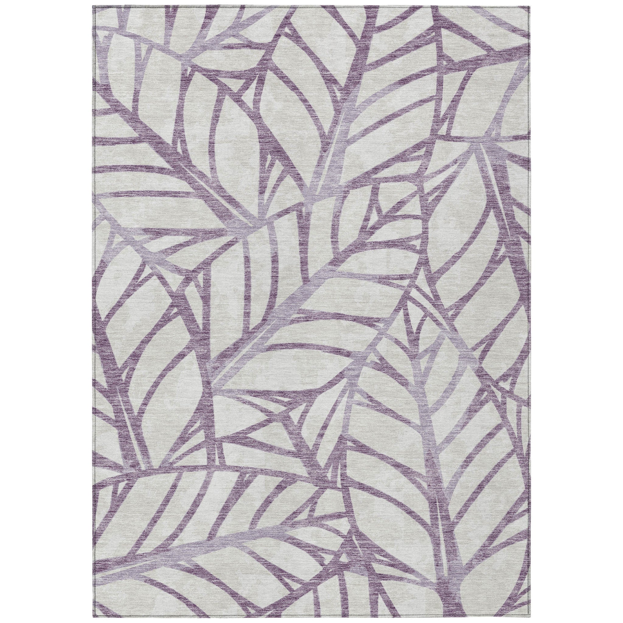 3' X 5' Purple Lavender And Beige Floral Washable Indoor Outdoor Area Rug