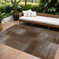 8' X 10' Brown And Ivory Abstract Washable Indoor Outdoor Area Rug