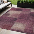 5' X 8' Plum Mauve And Beige Abstract Washable Indoor Outdoor Area Rug