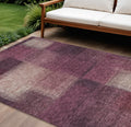 8' X 10' Plum Mauve And Beige Abstract Washable Indoor Outdoor Area Rug