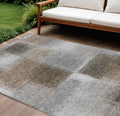 10' X 14' Silver Gray And Beige Abstract Washable Indoor Outdoor Area Rug