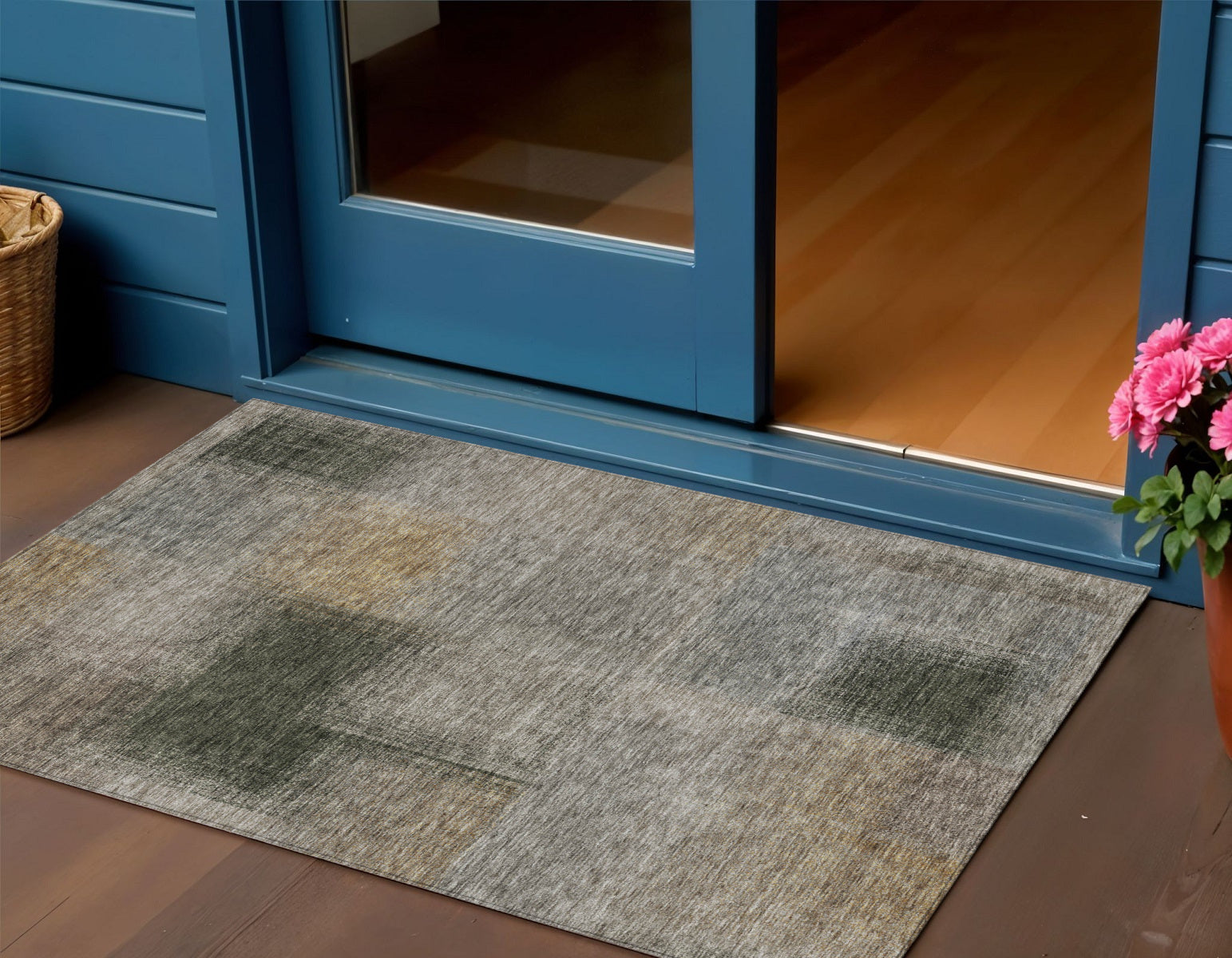 3' X 5' Taupe Gray And Beige Abstract Washable Indoor Outdoor Area Rug