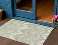 3' X 5' Artichoke Green And Beige Ikat Washable Indoor Outdoor Area Rug