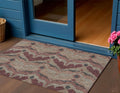 3' X 5' Burgundy Beige And Charcoal Ikat Washable Indoor Outdoor Area Rug